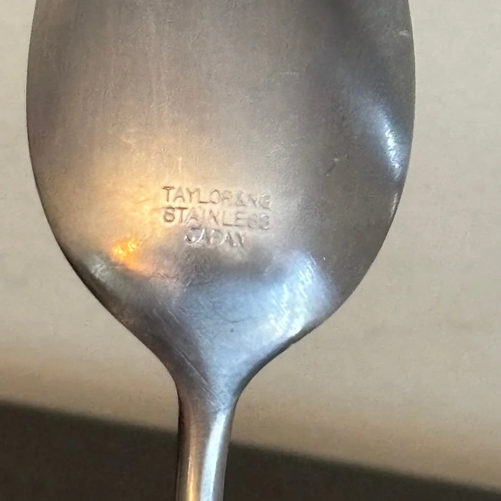 Taylor & Ng Vintage Stainless Japan Wood Handle Fork and Spoon Flatware Set MCM
